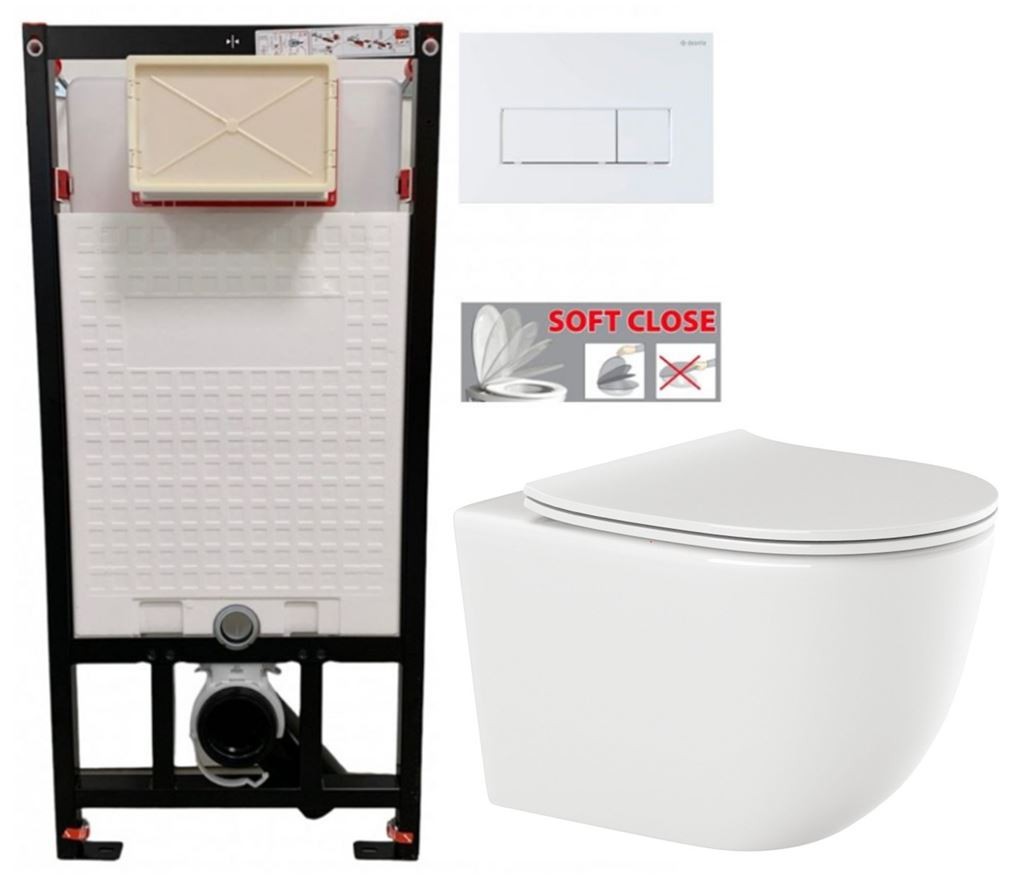 E-shop DEANTE Podstavný rám, pre závesné WC misy + SLIM tlačidlo bílé + WC INVENA TINOS + SEDADLO CST_WC01 A51P NO1
