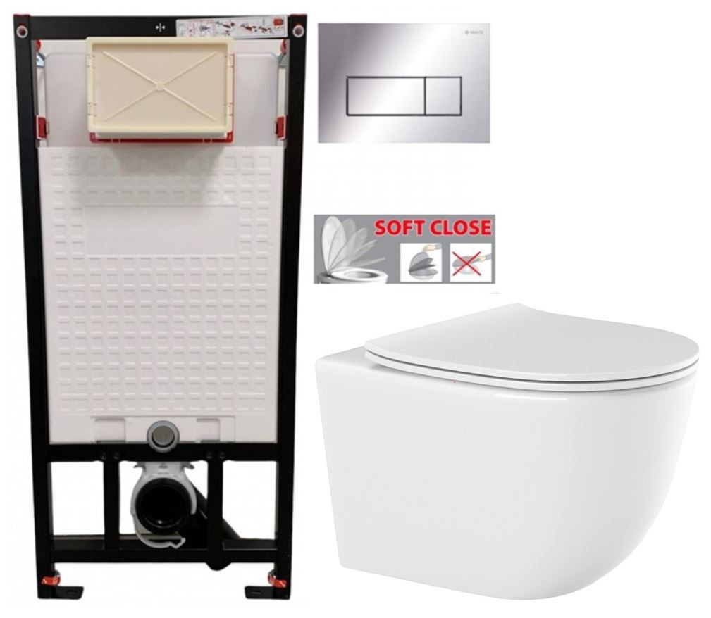 E-shop DEANTE Podstavný rám, pre závesné WC misy + SLIM tlačidlo chrom + WC INVENA TINOS + SEDADLO CST_WC01 051P NO1