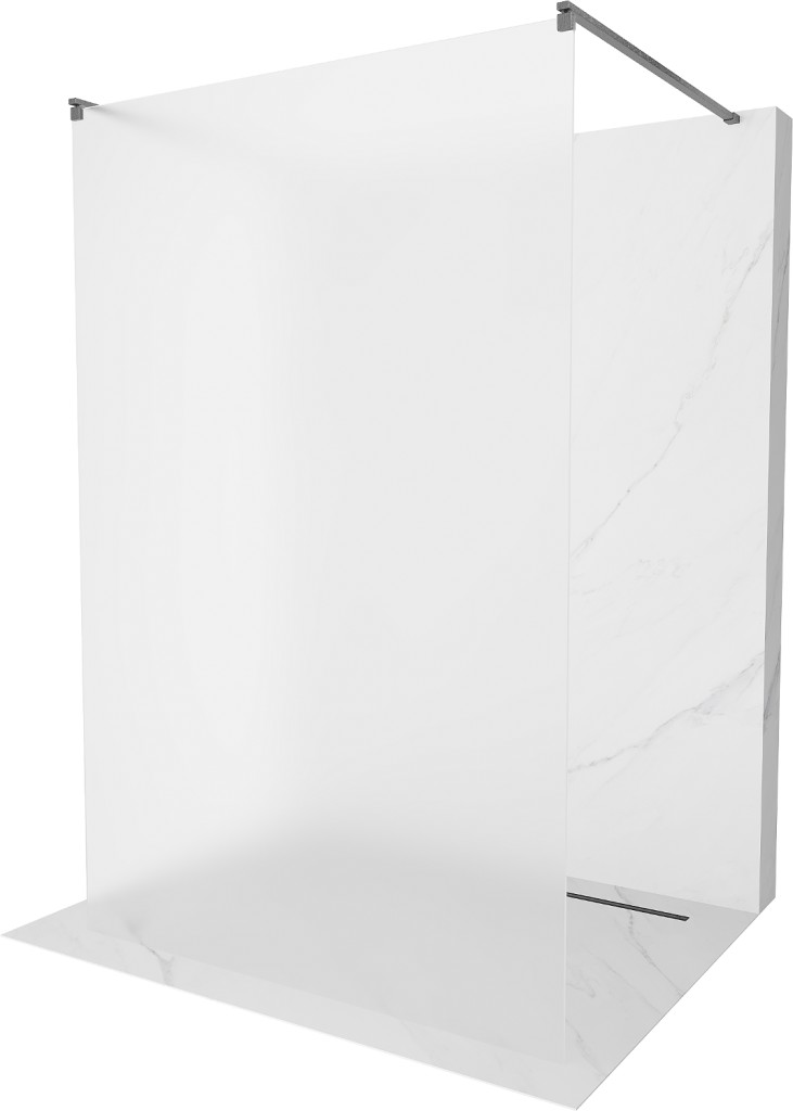 MEXEN/S - Kioto samostatne stojaca sprchová zástena 100 x 200, dekor 8 mm, kartáčováný grafit 800-100-002-66-30
