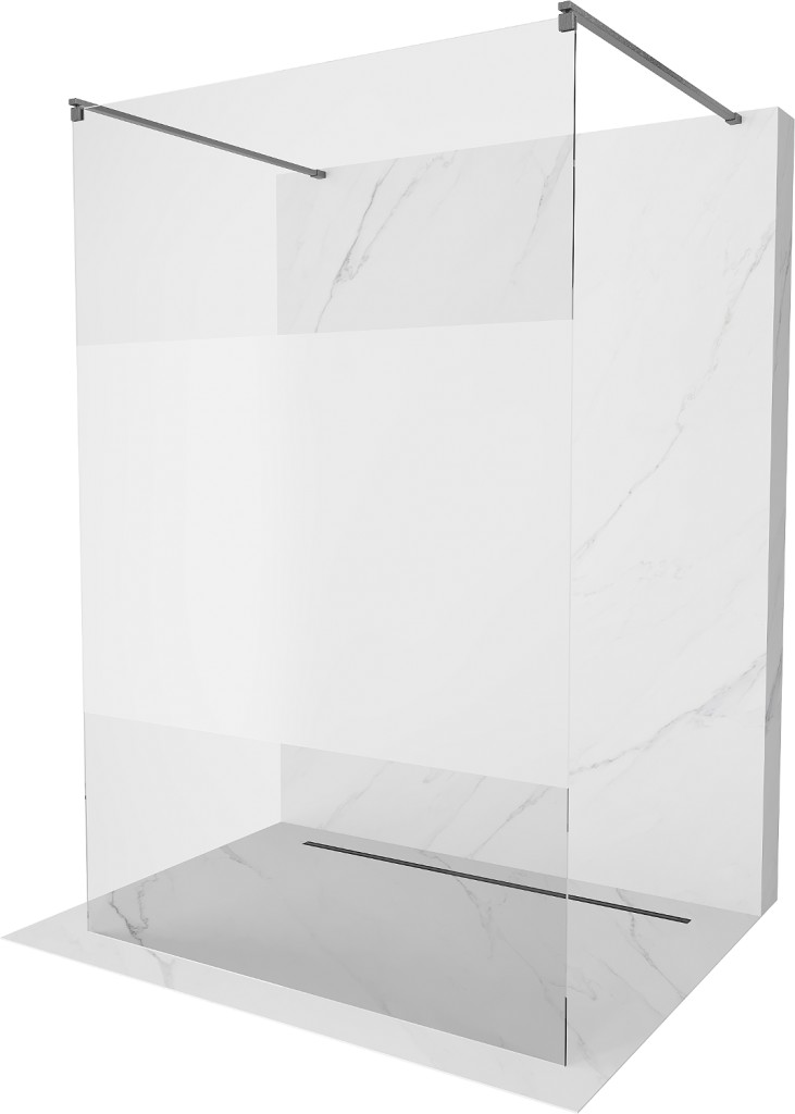 MEXEN/S - Kyoto samostatne stojaca sprchová zástena 120 x 200, transparent/dekor 8 mm, kartáčováný grafit 800-120-002-66-35