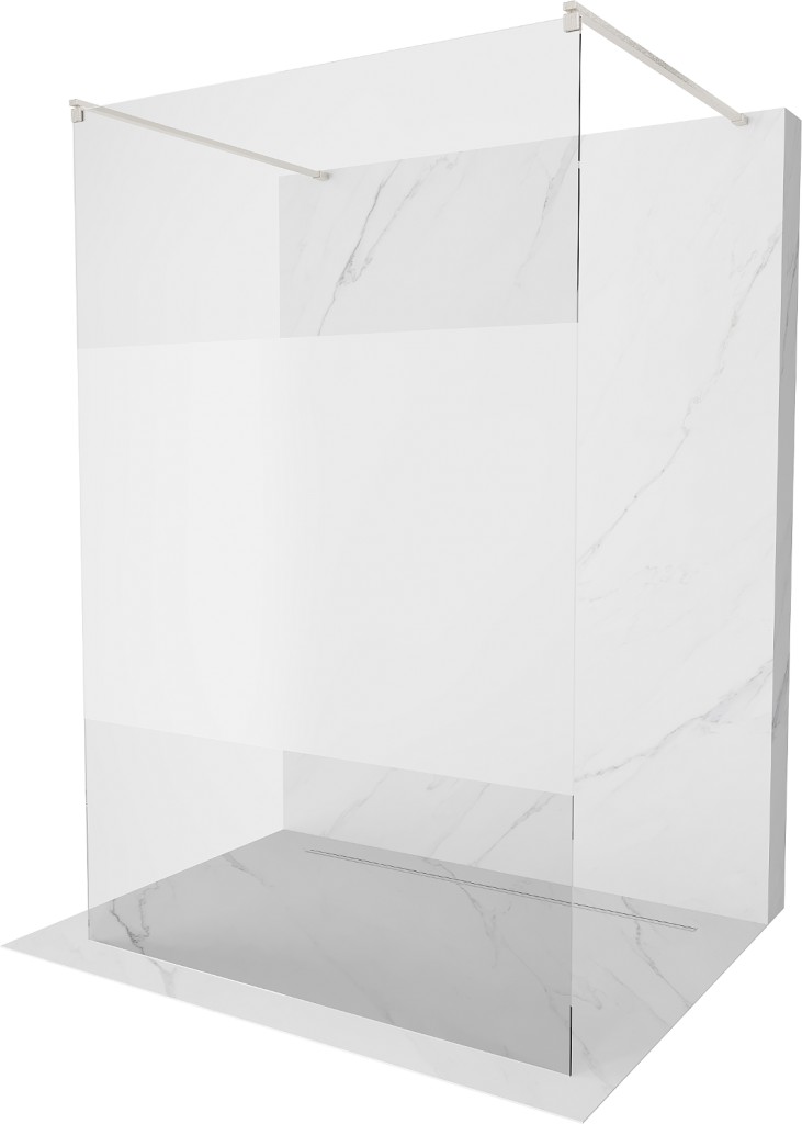 MEXEN/S - Kyoto samostatne stojaca sprchová zástena 130 x 200, transparent/dekor 8 mm, nikel kartáčovaná 800-130-002-97-35