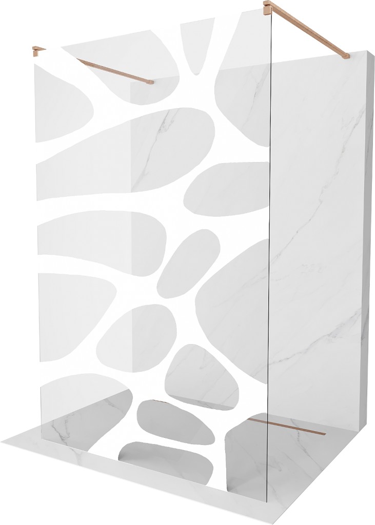 MEXEN/S - Kyoto samostatne stojaca sprchová zástena 100 x 200, biely vzor 8 mm, meď kartáčovaná 800-100-002-65-97