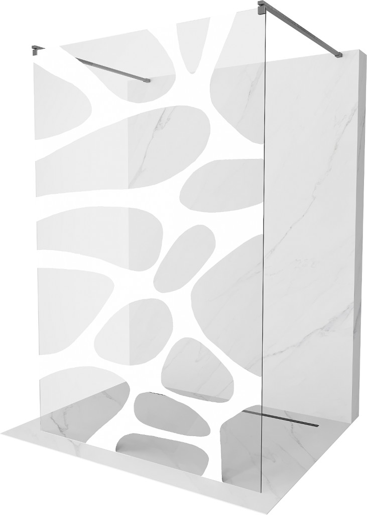 MEXEN/S - Kyoto samostatne stojaca sprchová zástena 100 x 200, biely vzor 8 mm, kartáčováný grafit 800-100-002-66-97