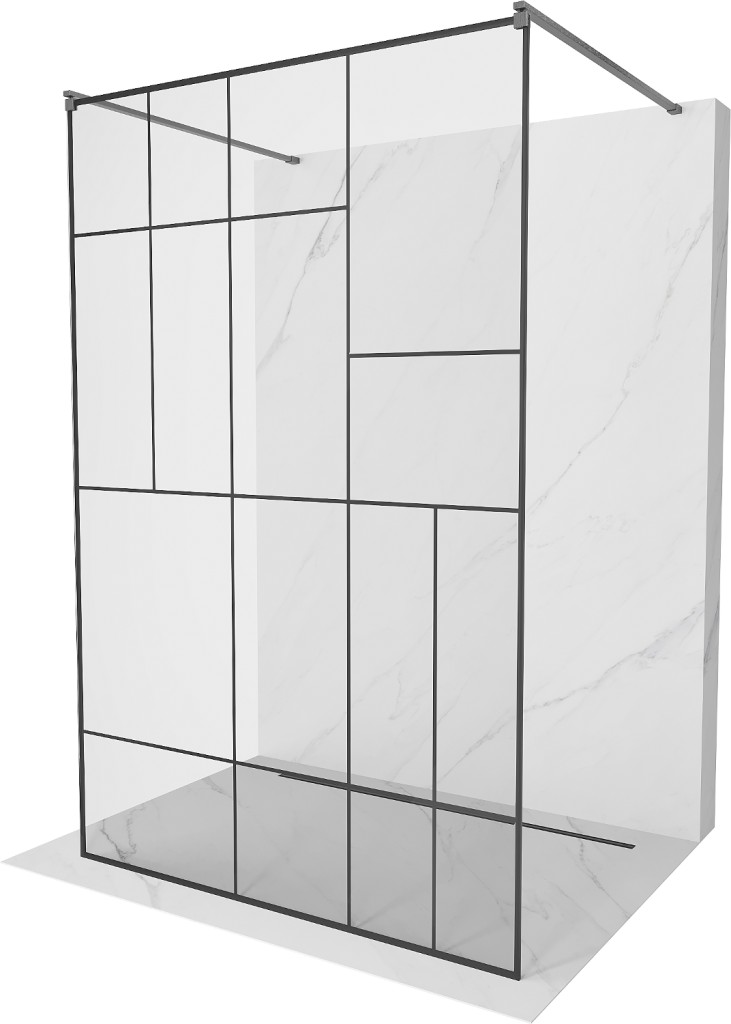 MEXEN/S - Kyoto samostatne stojaca sprchová zástena 110 x 200, čierny vzor 8 mm, grafit kartáčovaná 800-110-002-66-78
