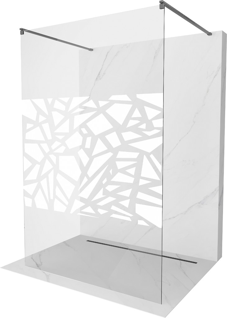 MEXEN/S - Kyoto samostatne stojaca sprchová zástena 120 x 200, biely vzor 8 mm, kartáčováný grafit 800-120-002-66-85