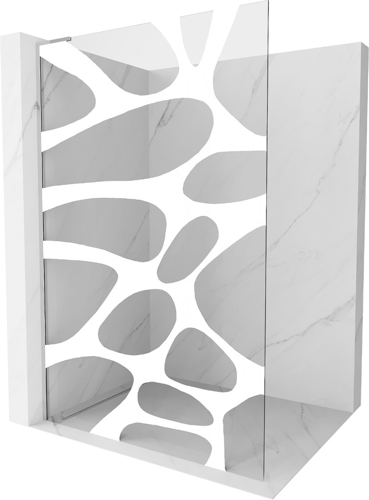 MEXEN/S - Kioto L Sprchová zástena WALK-IN 70 x 200 cm, biely vzor, chróm 800-070-103-01-97
