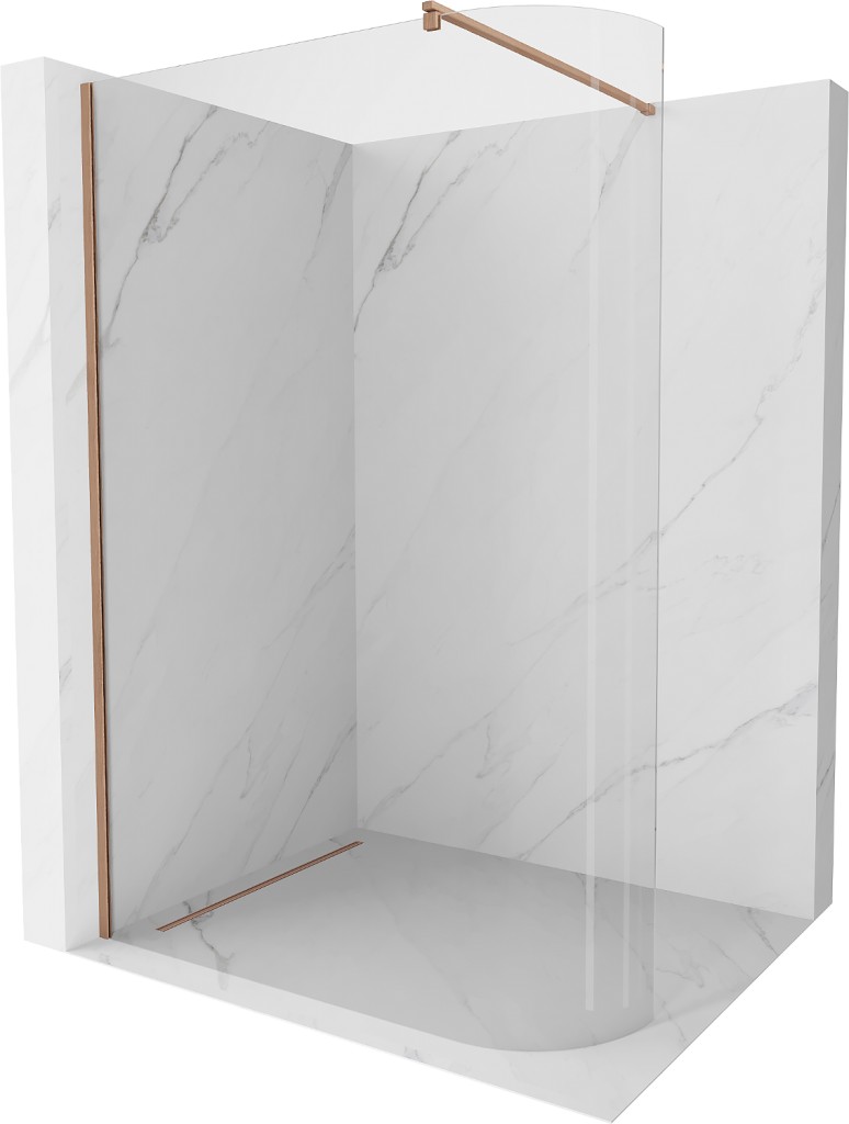 MEXEN/S - Kioto Sprchová zástena WALK-IN Walk-in 100 x 200 cm, transparent 8 mm, meď kartáčovaná 800-100-101-65-06