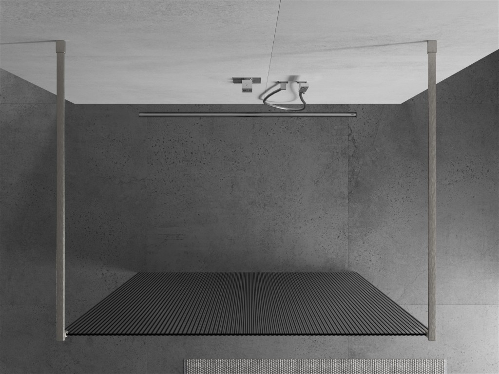 MEXEN/S - Kioto samostatne stojaca sprchová zástena 110 x 200 cm, prúžky 8 mm, nikel kartáčovaný 800-110-002-97-09