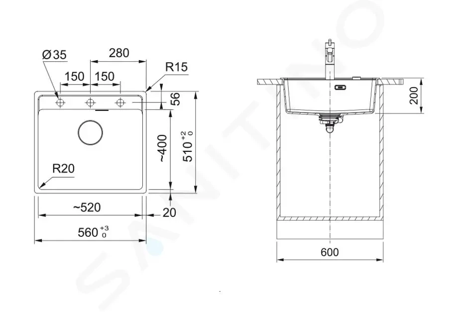 FRANKE FRANKE - Maris Fragranitový drez MRG 610-52 RTL, 560x510 mm, matná čierna 114.0661.384