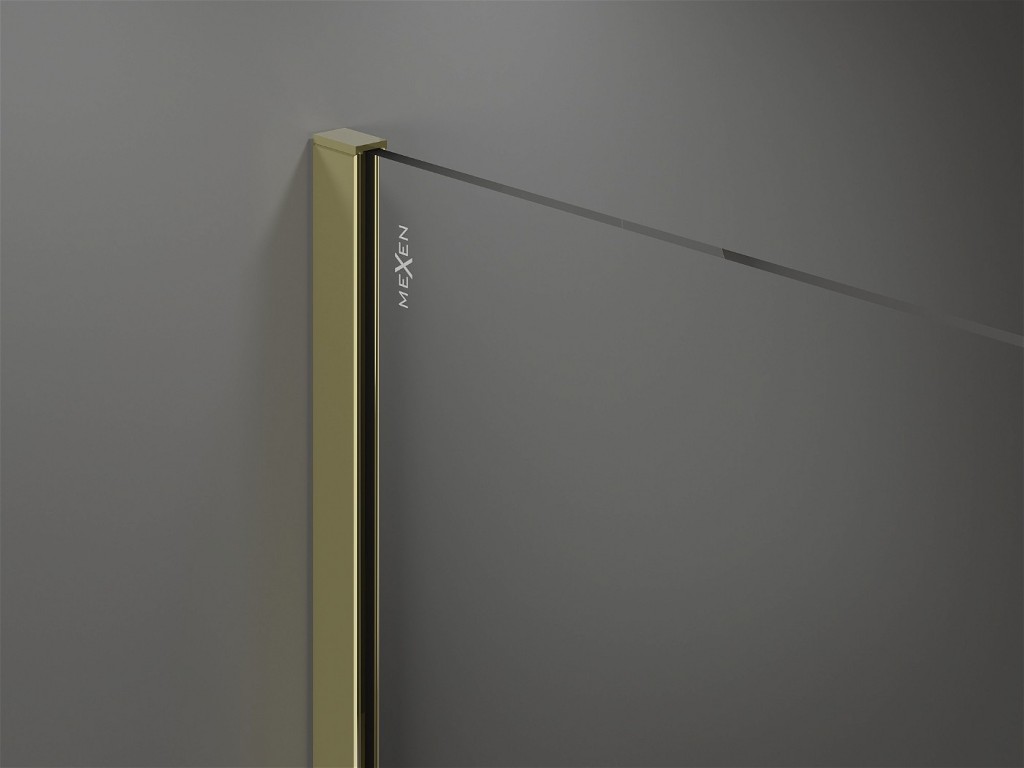 MEXEN/S - Kioto Sprchová zástena Walk-in 130 x 100 cm, čierny vzor, zlatá 800-130-202-50-70-100
