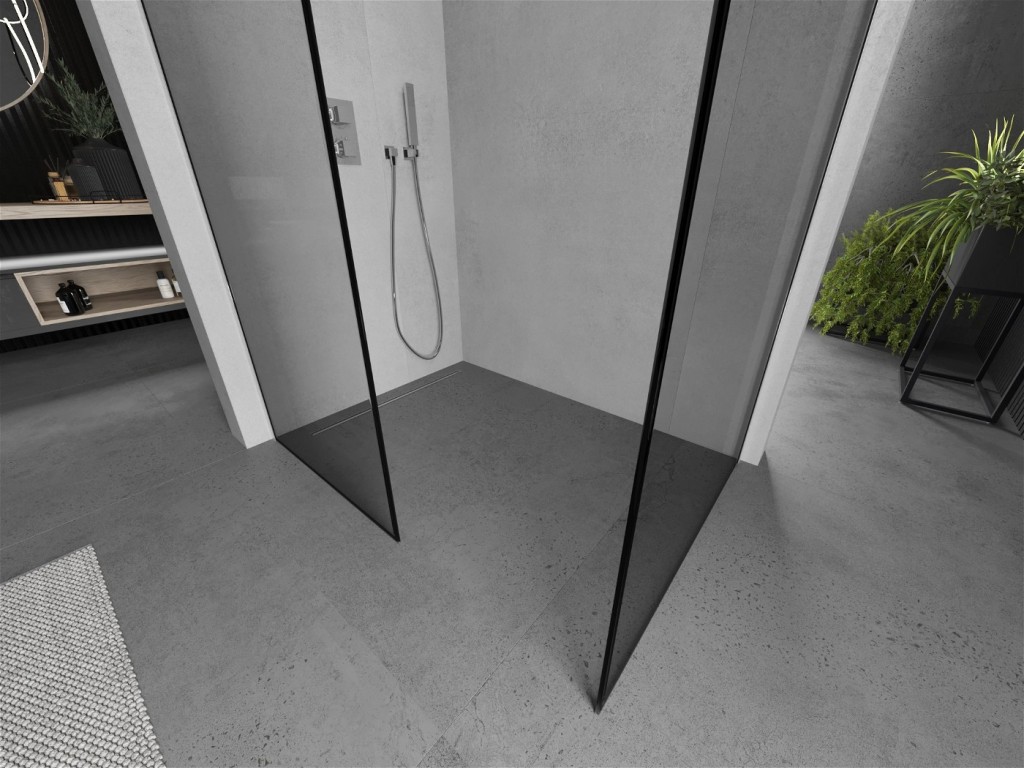 MEXEN/S - Kioto Sprchová zástena Walk-in 150 x 80 cm, čierny vzor, chróm 800-150-202-01-70-080