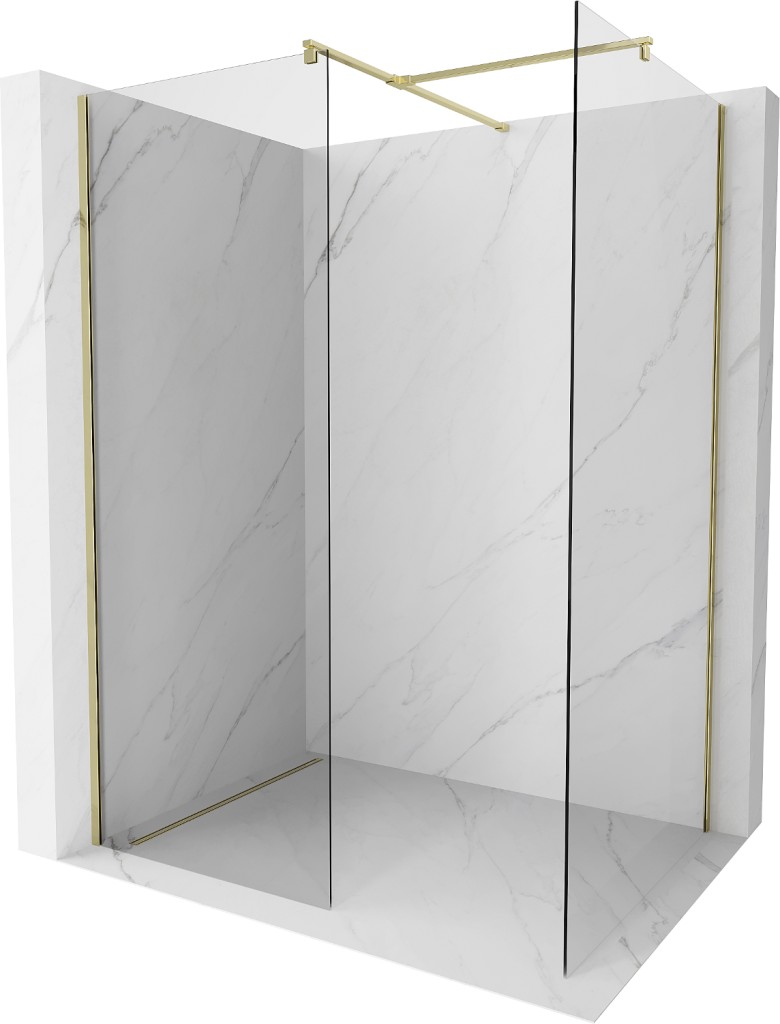 MEXEN/S - Kioto Sprchová zástena WALK-IN 80 x 75 cm, transparent, zlatá 800-080-202-50-00-075