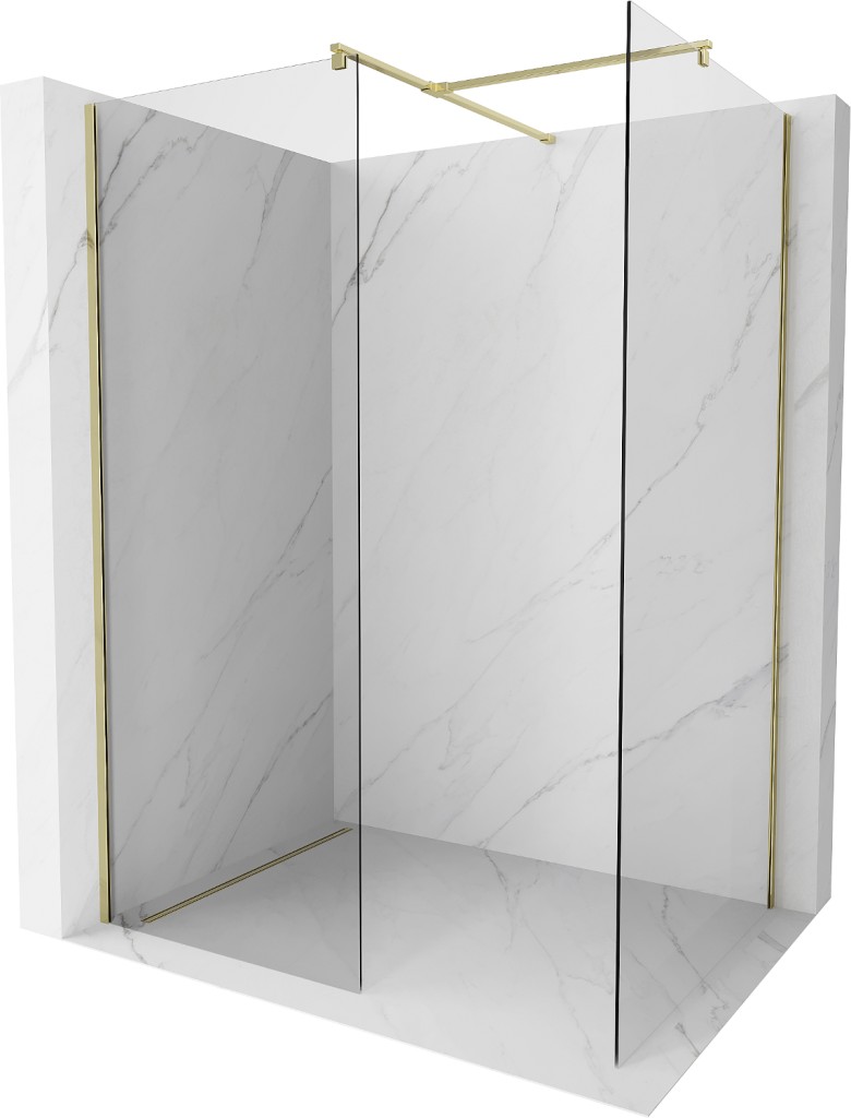 MEXEN/S - Kioto Sprchová zástena WALK-IN 120 x 85 cm, transparent, zlatá 800-120-202-50-00-085