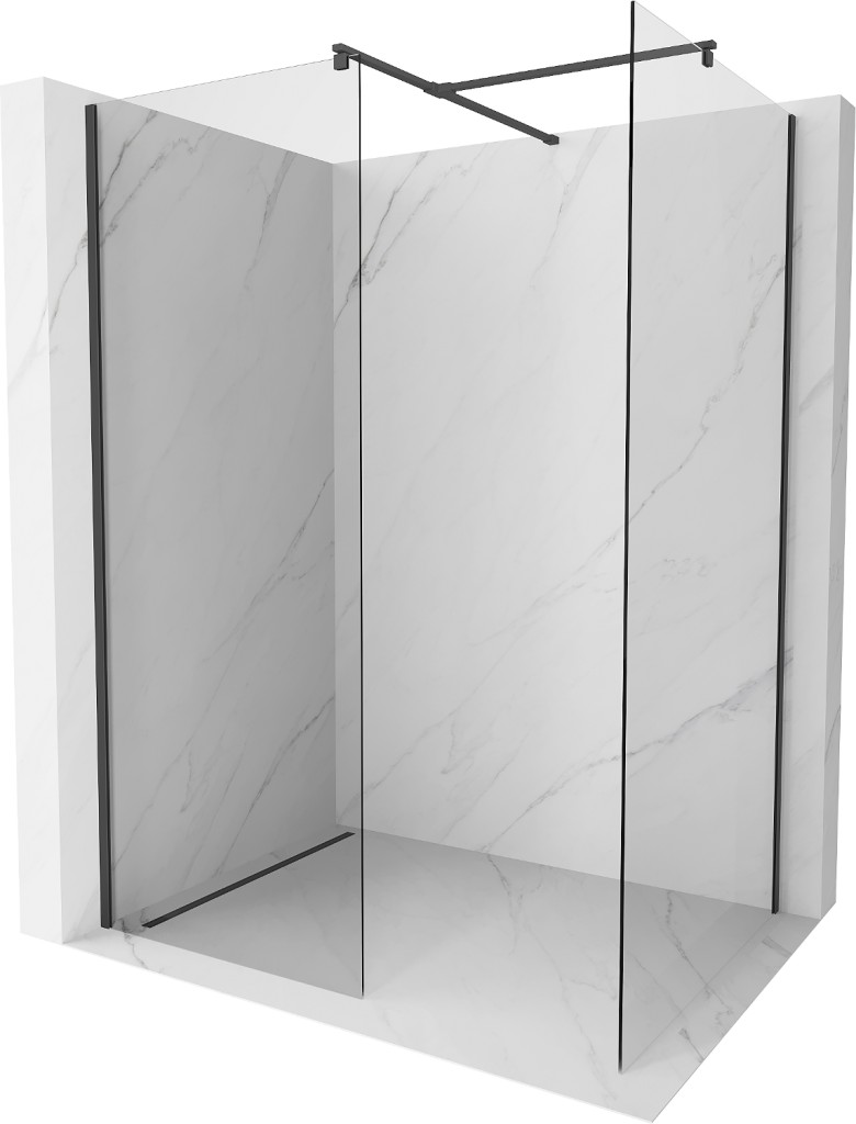 MEXEN/S - Kioto Sprchová zástena WALK-IN 130 x 110 cm, transparent, čierna 800-130-202-70-00-110
