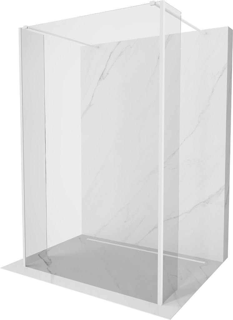 MEXEN/S - Kioto Sprchová zástena WALK-IN voľne stojaca 90 x 30 x 30 cm, transparent, biela 800-090-030-222-20-00-030