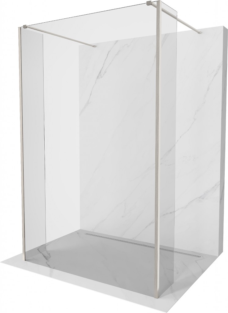 MEXEN/S - Kioto Sprchová zástena WALK-IN voľne stojaca 90 x 30 x 30 cm, transparent, nikel kartáčovaná 800-090-030-222-97-00-030