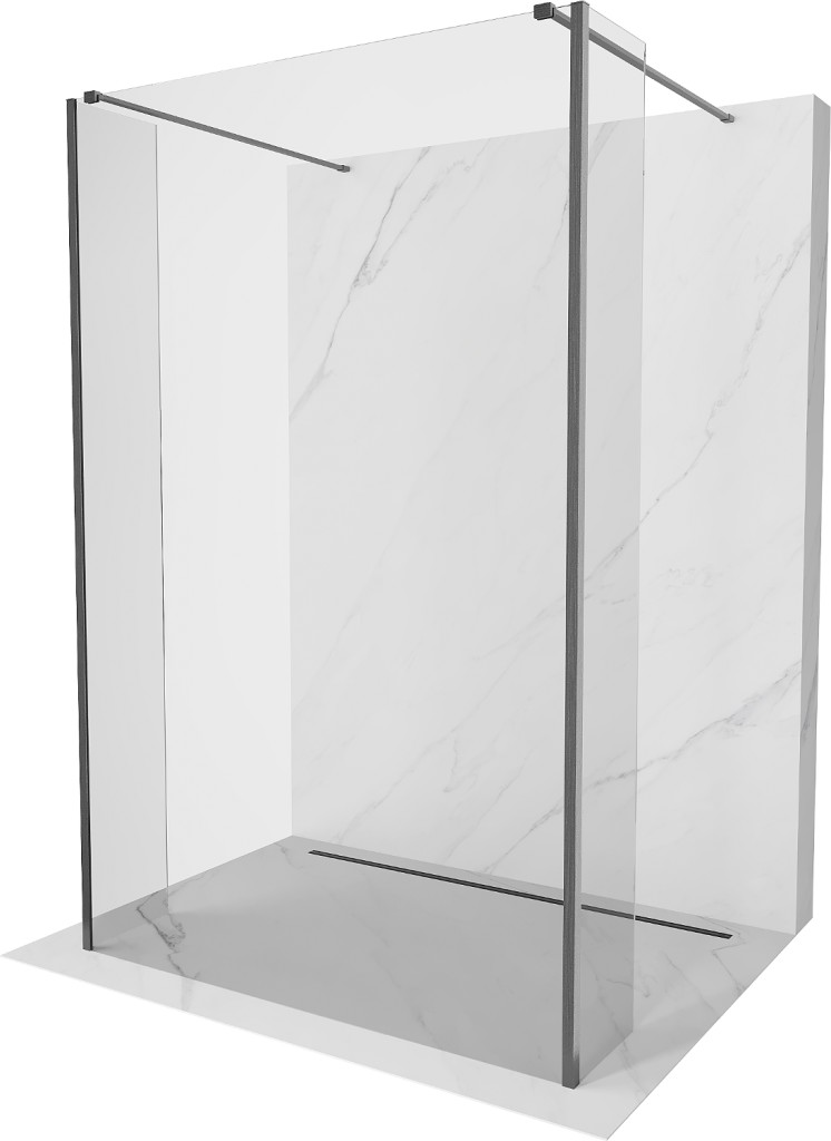 MEXEN/S - Kioto Sprchová zástena WALK-IN voľne stojaca 95 x 30 x 30 cm, transparent, grafit kartáčovaná 800-095-030-222-66-00-030