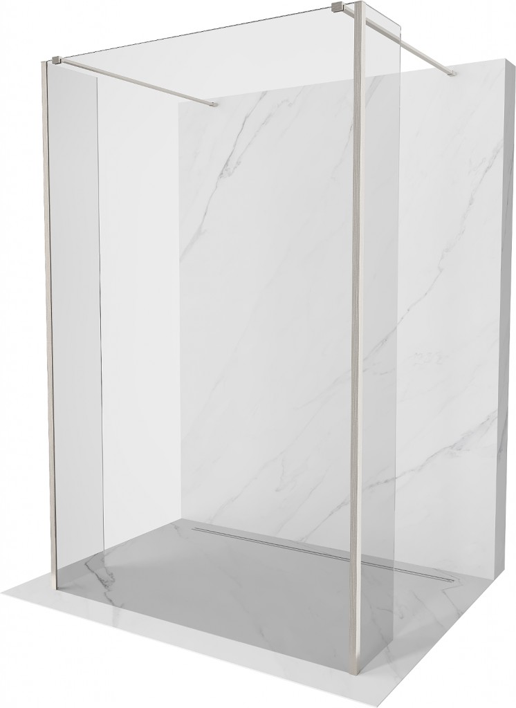 MEXEN/S - Kioto Sprchová zástena WALK-IN voľne stojaca 95 x 30 x 30 cm, transparent, nikel kartáčovaná 800-095-030-222-97-00-030