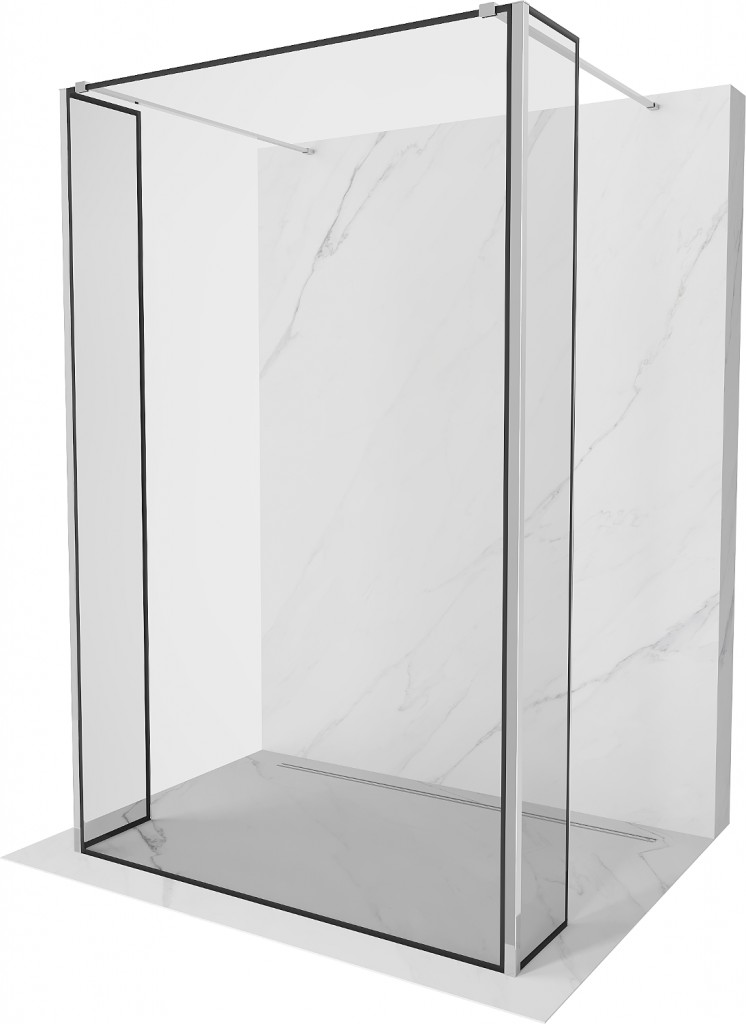 MEXEN/S - Kioto Sprchová zástena WALK-IN voľne stojaca 100 x 30 x 30 cm, čierny vzor, chróm 800-100-030-222-01-70-030