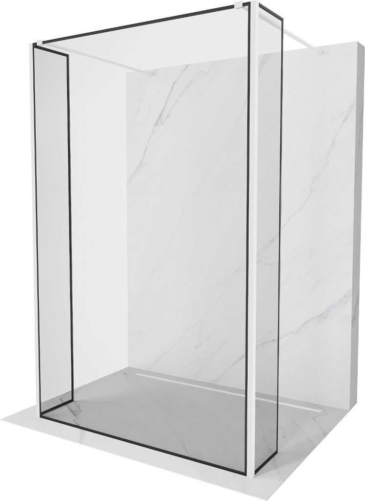 MEXEN/S - Kioto Sprchová zástena WALK-IN voľne stojaca 110 x 30 x 30 cm, čierny vzor, biela 800-110-030-222-20-70-030