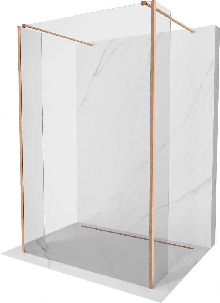 MEXEN/S - Kioto Sprchová zástena WALK-IN voľne stojaca 120 x 30 x 30 cm, transparent, meď kartáčovaná 800-120-030-222-65-00-030