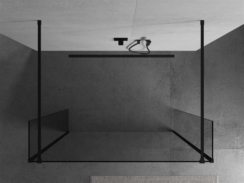 MEXEN/S - Kioto Sprchová zástena WALK-IN voľne stojaca 150 x 30 x 30 cm, transparent, čierna 800-150-030-222-70-00-030