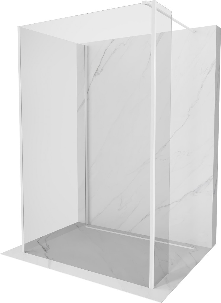 MEXEN/S - Kioto Sprchová zástena WALK-IN 90 x 70 x 30 cm, transparent, biela 800-090-070-221-20-00-030