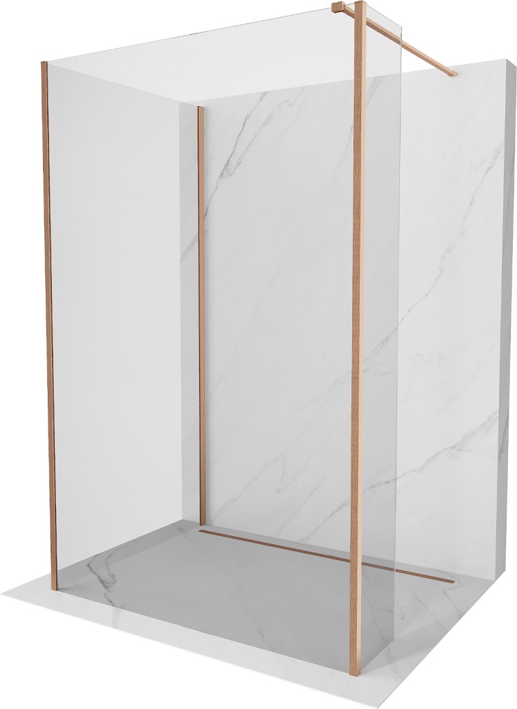MEXEN/S - Kioto Sprchová zástena WALK-IN 90 x 75 x 40 cm, transparent, meď kartáčovaná 800-090-075-221-65-00-040