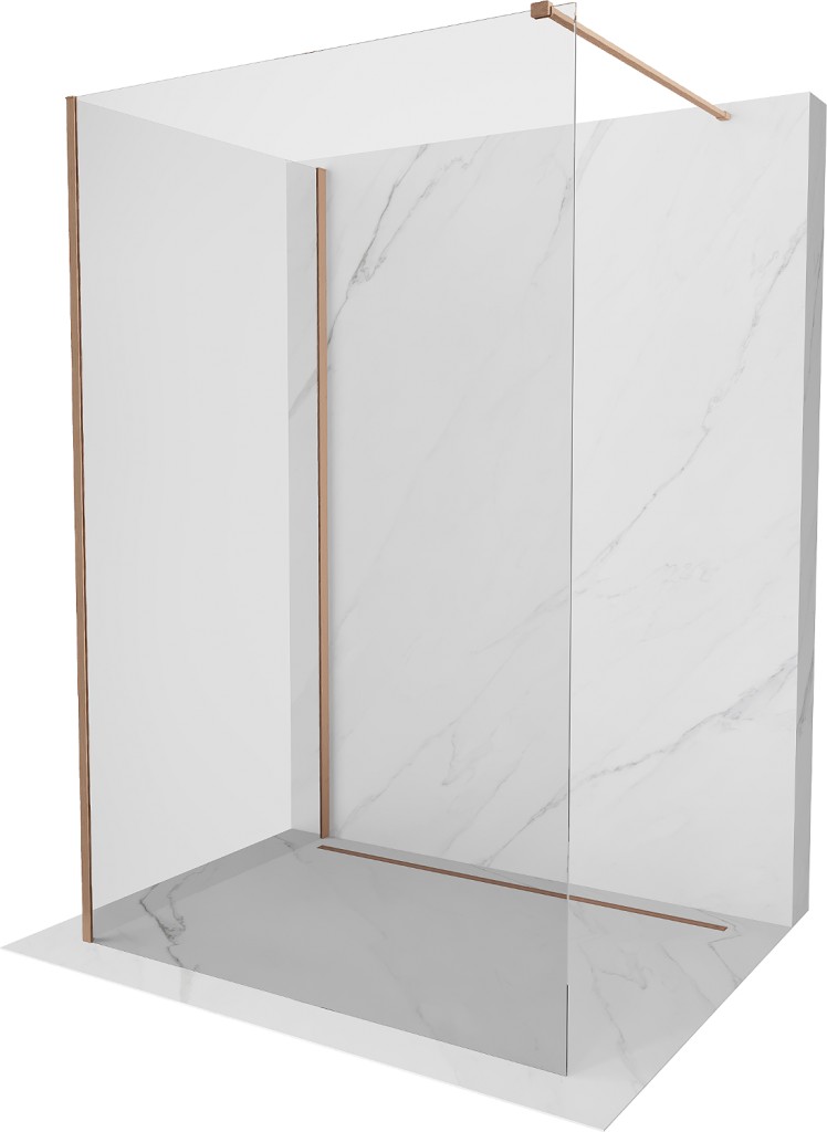 MEXEN/S - Kioto Sprchová zástena WALK-IN 95 x 90 cm, transparent, meď kartáčovaná 800-095-212-65-00-090