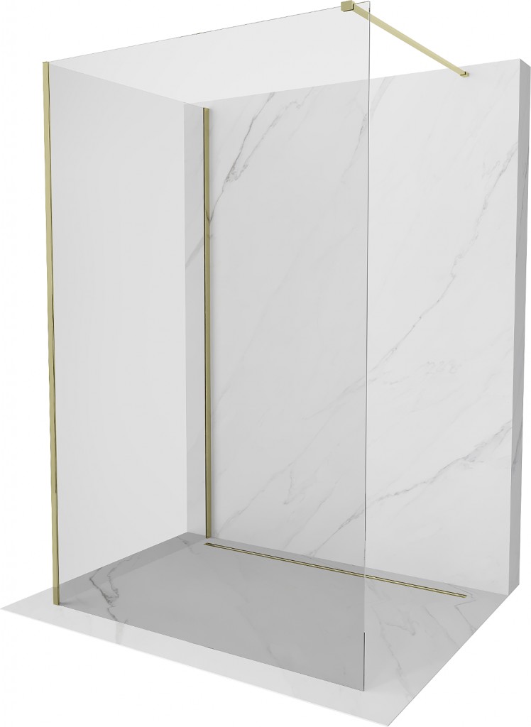 MEXEN/S - Kioto Sprchová zástena WALK-IN 100 x 75 cm, transparent, zlatá 800-100-212-50-00-075