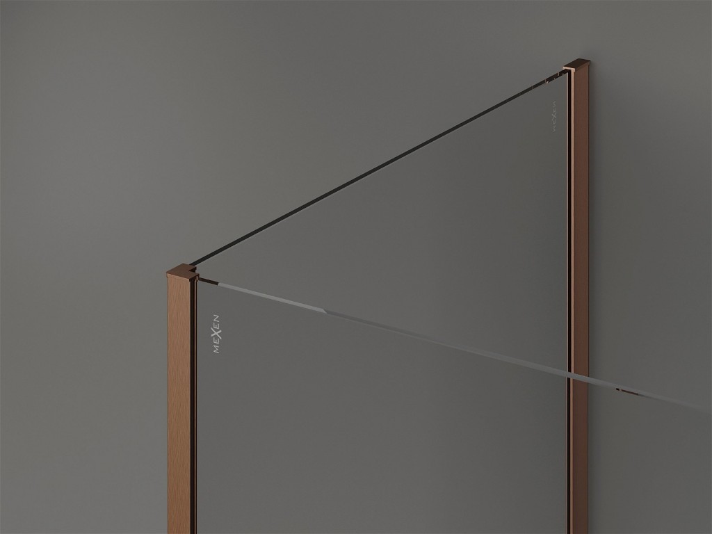 MEXEN/S - Kioto Sprchová zástena WALK-IN 105 x 100 x 40 cm, transparent, meď kartáčovaná 800-105-100-221-65-00-040