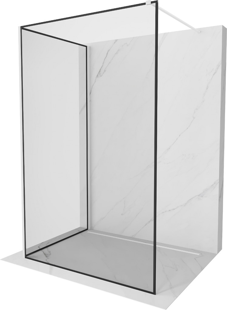 MEXEN/S - Kioto Sprchová zástena WALK-IN 110 x 70 cm, čierny vzor, biela 800-110-212-20-70-070
