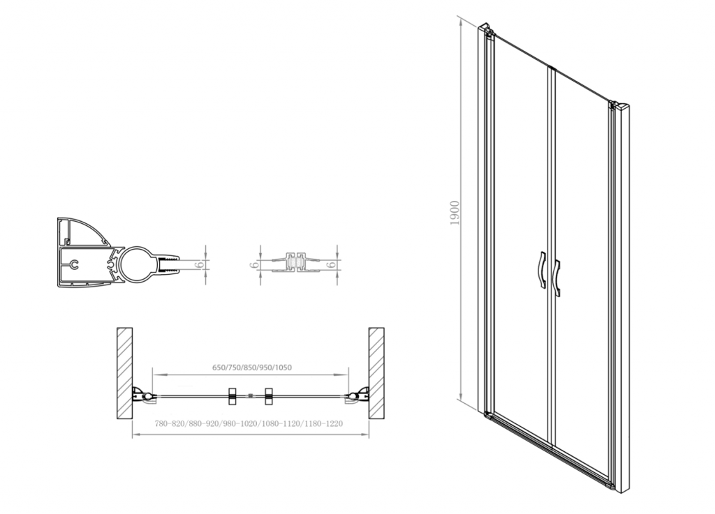 GELCO - ONE sprchové dvere dvojkrídlové do niky 880-920 mm, číre sklo 6 mm GO2890