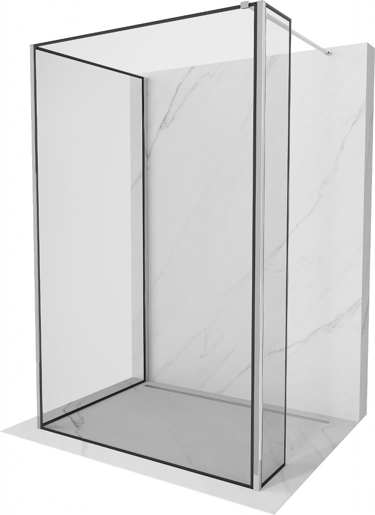 MEXEN/S - Kioto Sprchová zástena WALK-IN 90 x 80 x 40 cm, čierny vzor, chróm 800-090-080-221-01-70-040