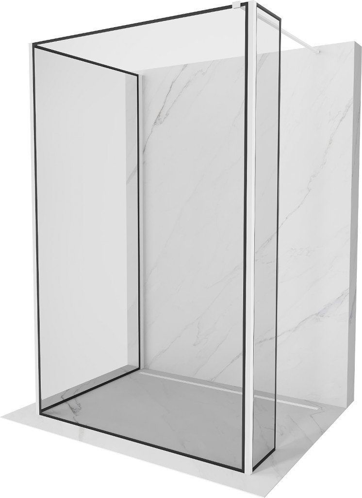 MEXEN/S - Kioto Sprchová zástena WALK-IN 90 x 90 x 30 cm, čierny vzor, biela 800-090-090-221-20-70-030