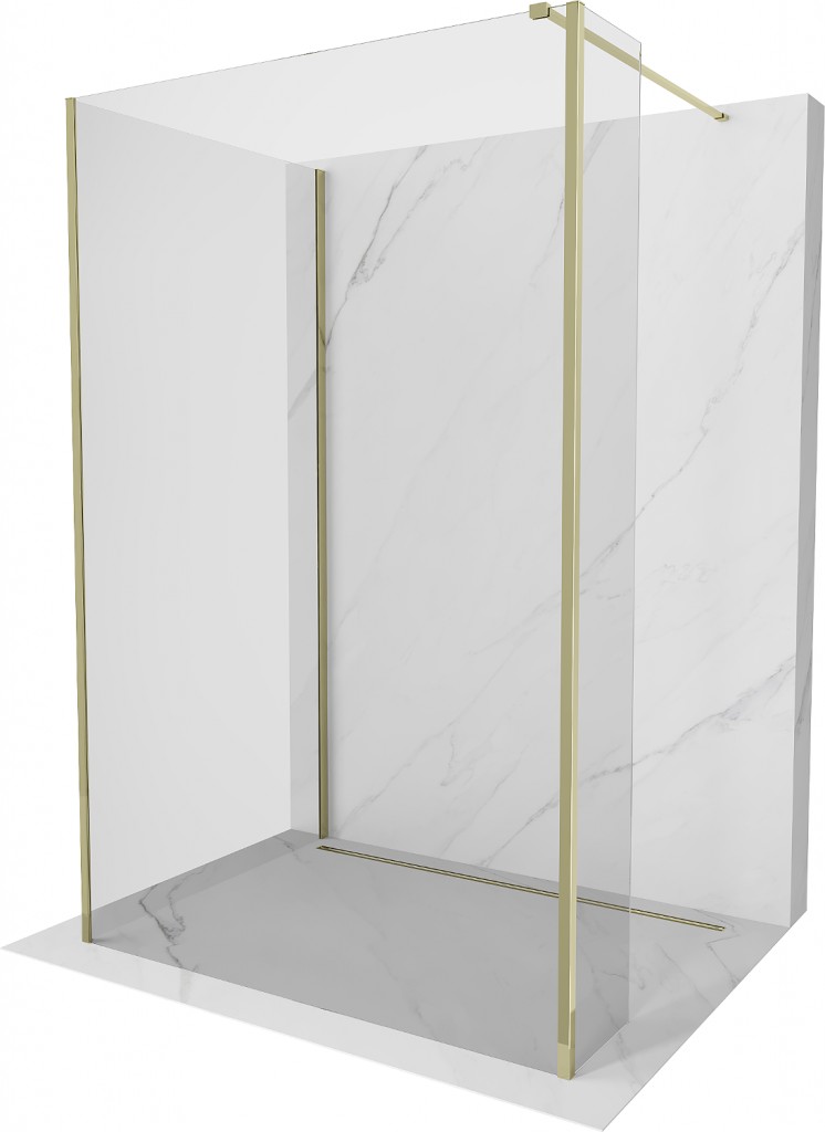 MEXEN/S - Kyoto Sprchová zástena WALK-IN 125 x 100 x 40 cm, transparent, zlatá 800-125-100-221-50-00-040
