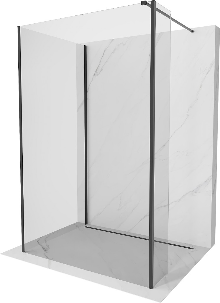 MEXEN/S - Kioto Sprchová zástena WALK-IN 90 x 70 x 30 cm, transparent, čierna 800-090-070-221-70-00-030