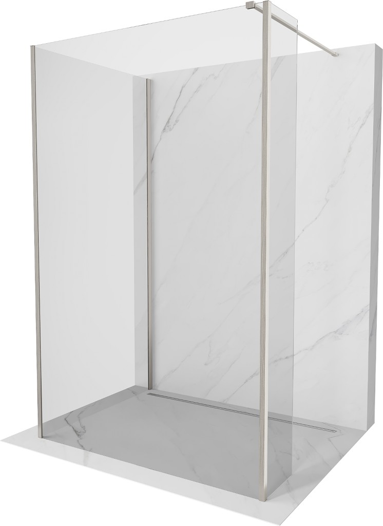 MEXEN/S - Kioto Sprchová zástena WALK-IN 90 x 75 x 30 cm, transparent, nikel kefovaná 800-090-075-221-97-00-030