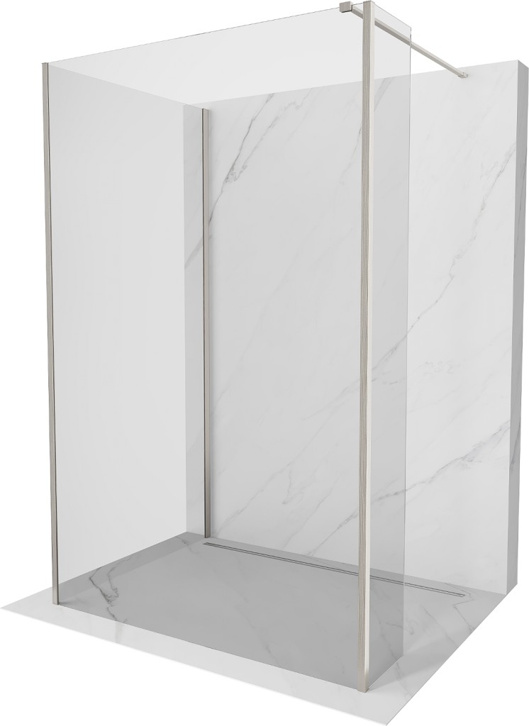 MEXEN/S - Kioto Sprchová zástena WALK-IN 90 x 75 x 40 cm, transparent, nikel kefovaná 800-090-075-221-97-00-040