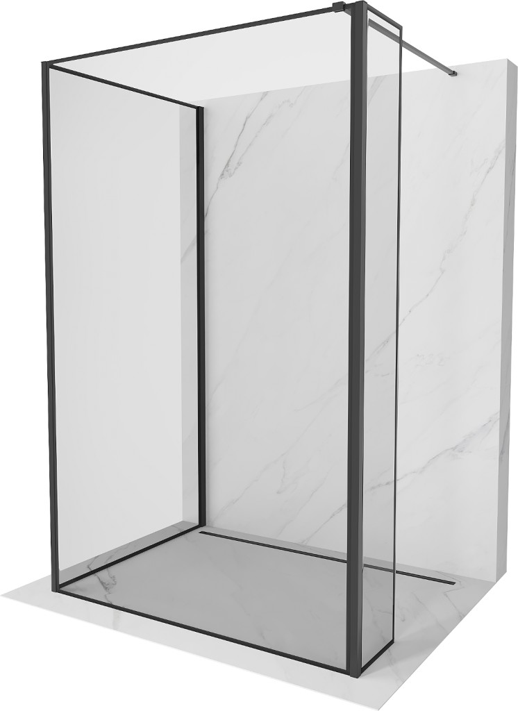 MEXEN/S - Kioto Sprchová zástena WALK-IN 90 x 80 x 40 cm, čierny vzor, čierna 800-090-080-221-70-70-040