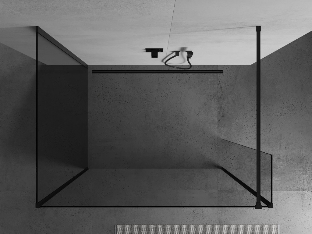 MEXEN/S - Kioto Sprchová zástena WALK-IN 100 x 90 x 40 cm, transparent, čierna 800-100-090-221-70-00-040