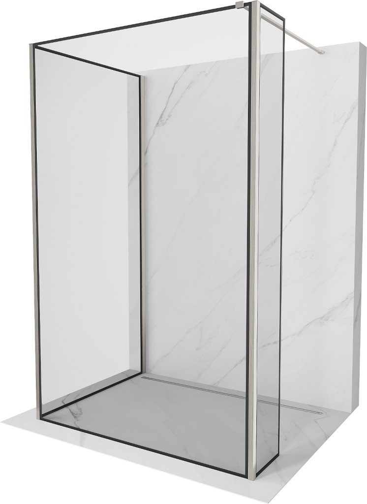 MEXEN/S - Kioto Sprchová zástena WALK-IN 120 x 80 x 40 cm, čierny vzor, nikel kefovaná 800-120-080-221-97-70-040