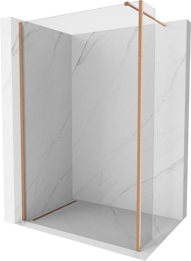 MEXEN/S - Kioto Sprchová zástena WALK-IN 90 x 30 cm, transparent, meď kartáčovaná 800-090-212-65-00-030