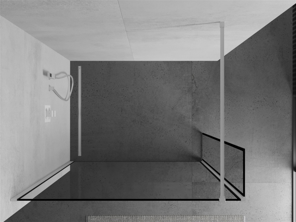 MEXEN/S - Kioto Sprchová zástena WALK-IN 160 x 40 cm, čierny vzor, biela 800-160-212-20-70-040