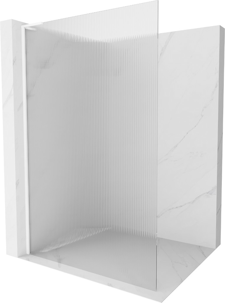 MEXEN/S - Kioto L Sprchová zástena WALK-IN 80 x 200 cm, prúžky, biela 800-080-103-20-09