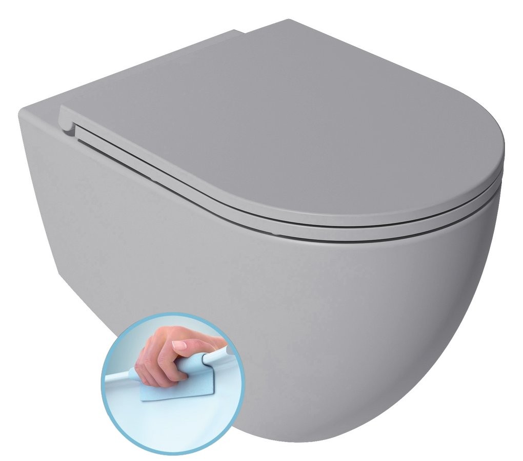 SAPHO - INFINITY závesná WC misa, Rimless, 36,5x53cm, stone grey 10NF02001-2V
