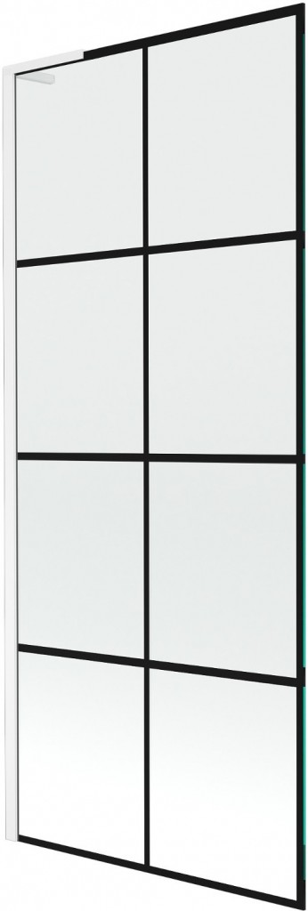 MEXEN/S - Next L vaňová zástena FIX 80 x 150 cm, čierna vzor, biela 895-080-000-03-77-20