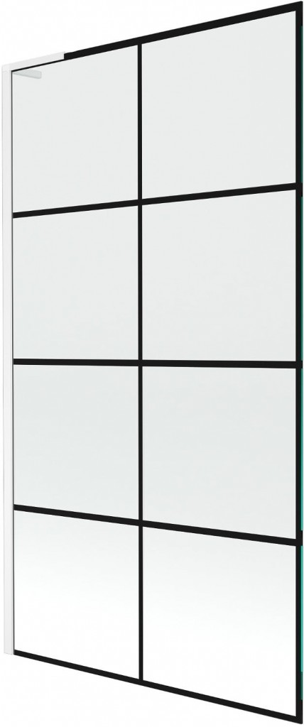MEXEN/S - Next L vaňová zástena FIX 100 x 150 cm, čierna vzor, biela 895-100-000-03-77-20