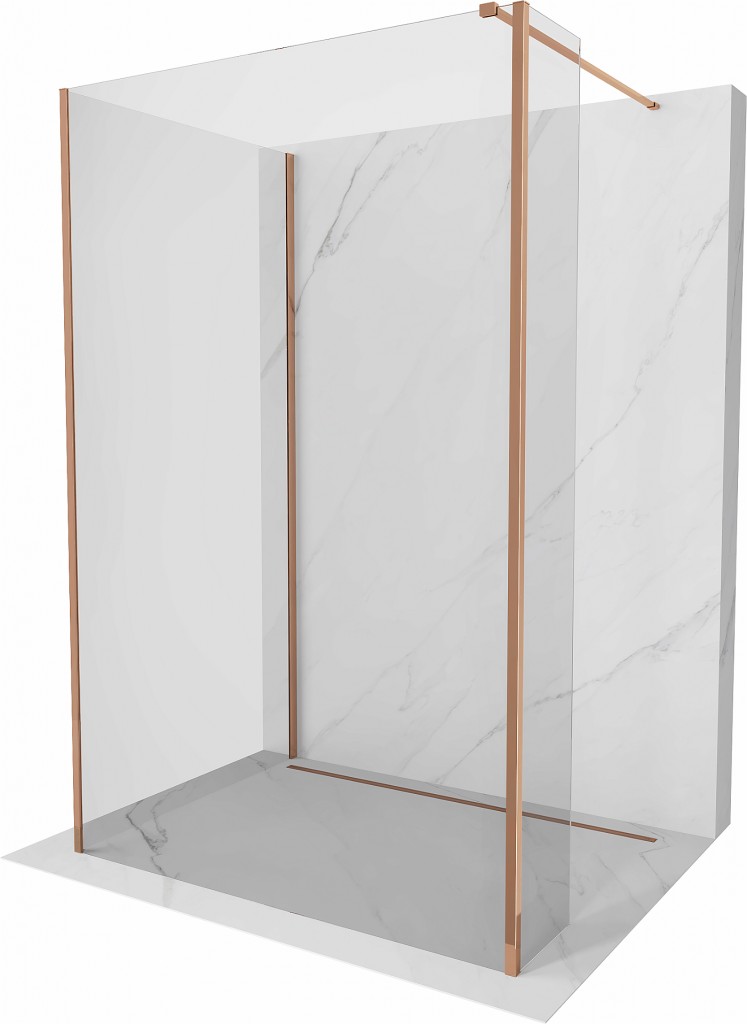 MEXEN/S - Kyoto Sprchová zástena WALK-IN 90 x 85 x 40 cm, transparent, ružové zlato 800-090-085-221-60-00-040