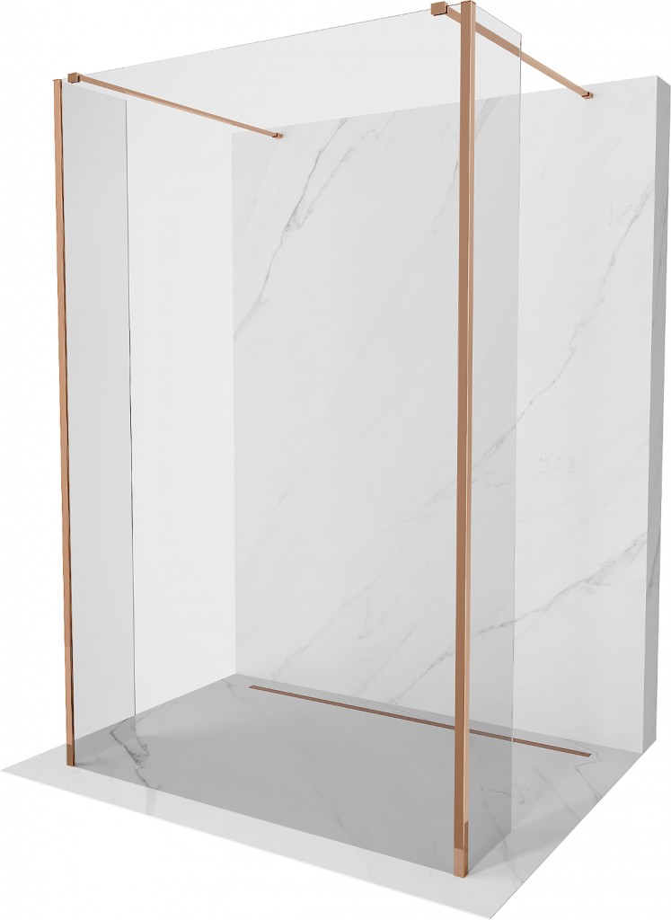 MEXEN/S - Kyoto Sprchová zástena WALK-IN voľne stojaca 110 x 30 x 30 cm, transparent, ružové zlato 800-110-030-222-60-00-030